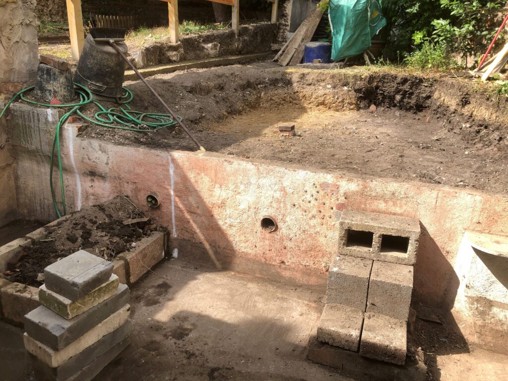 wall and ground level significantly lowered