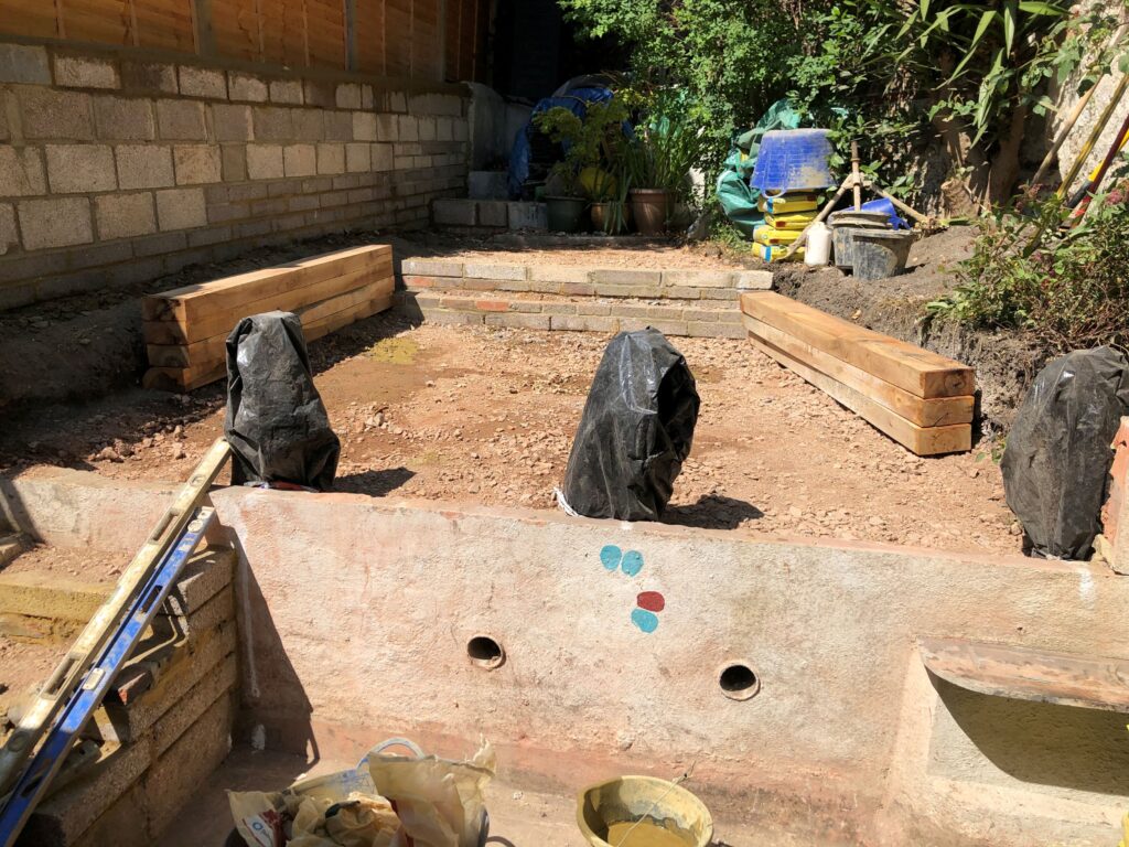 New walls and steps in place