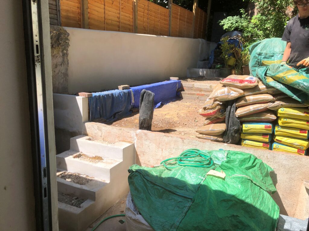 Walls and steps rendered & painted